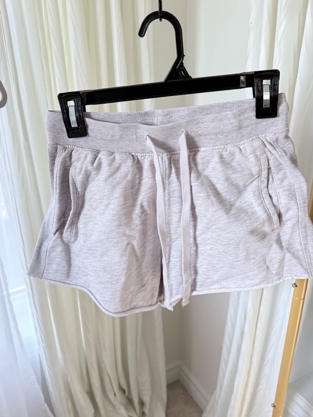 Zara Light Gray/Pink Ribbed Drawstring Athletic Shorts